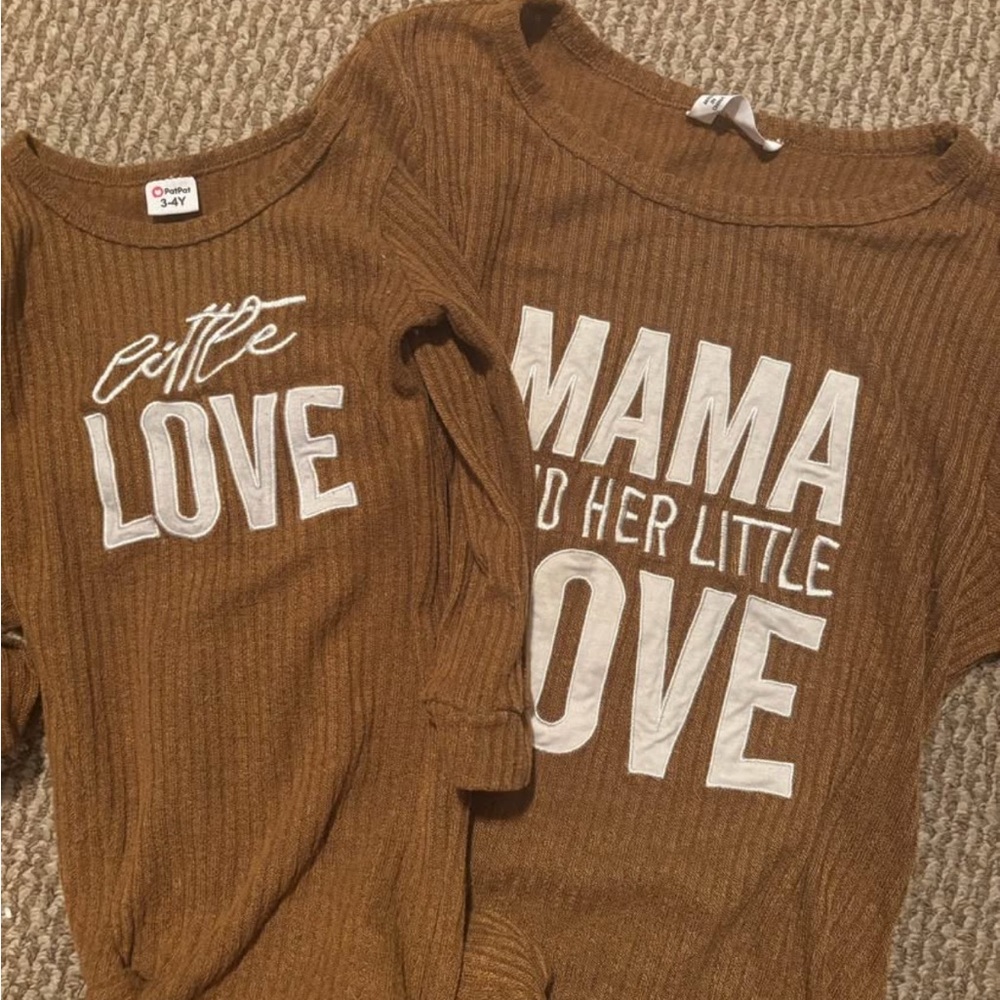 PatPat Brown Long Sleeve Tees Matching Set